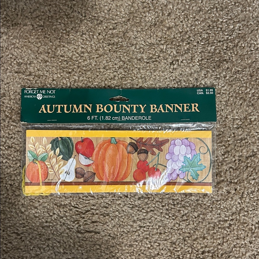 NIP Vintage 1990’s Autumn Bounty harvest Banner decorative banner. Thanksgiving